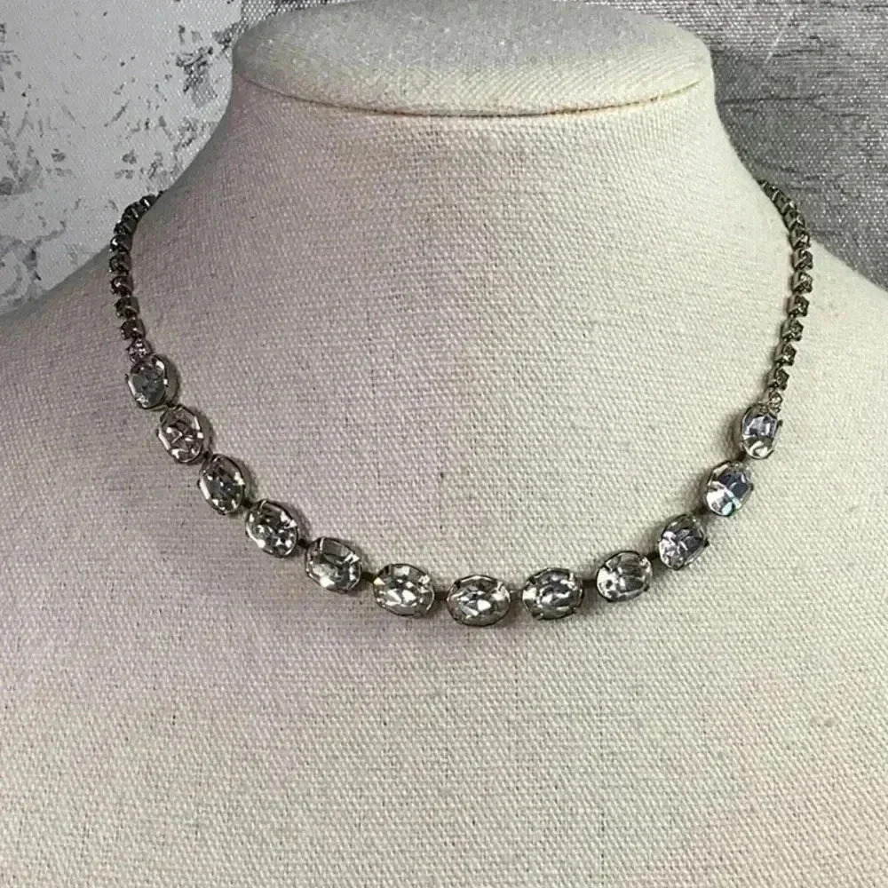 Rhinestone Bling Necklace with Large Rhinestones Vintage 1950’s